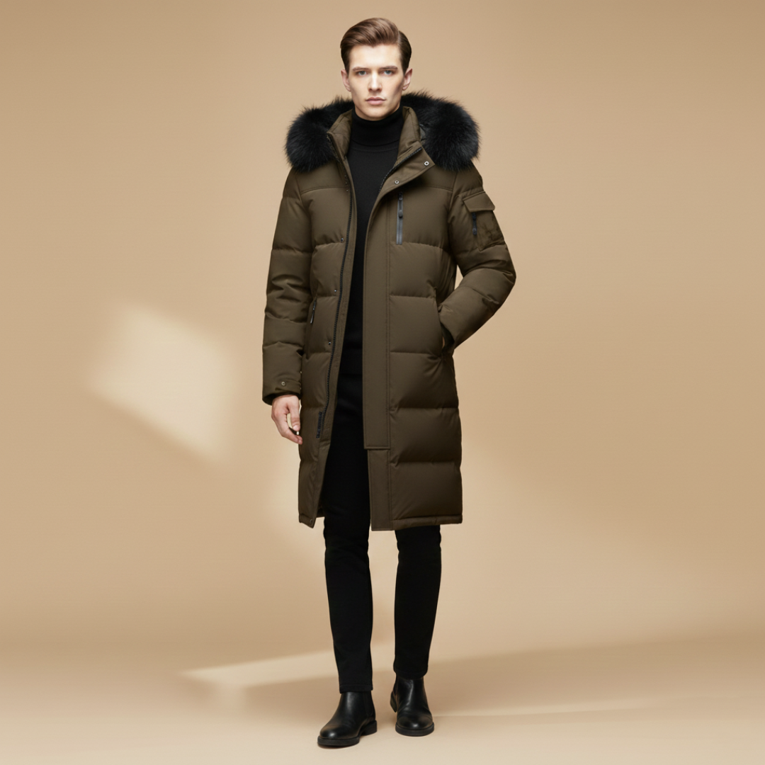 Warm Waterproof Quilted Parka Coat for Men