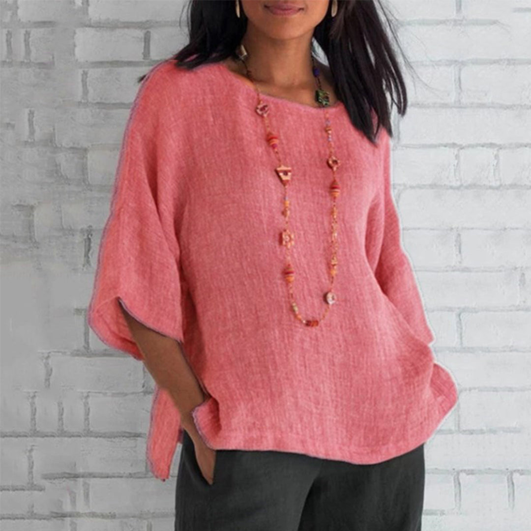 Relaxed Fit 3/4 Sleeve Women's Blouse