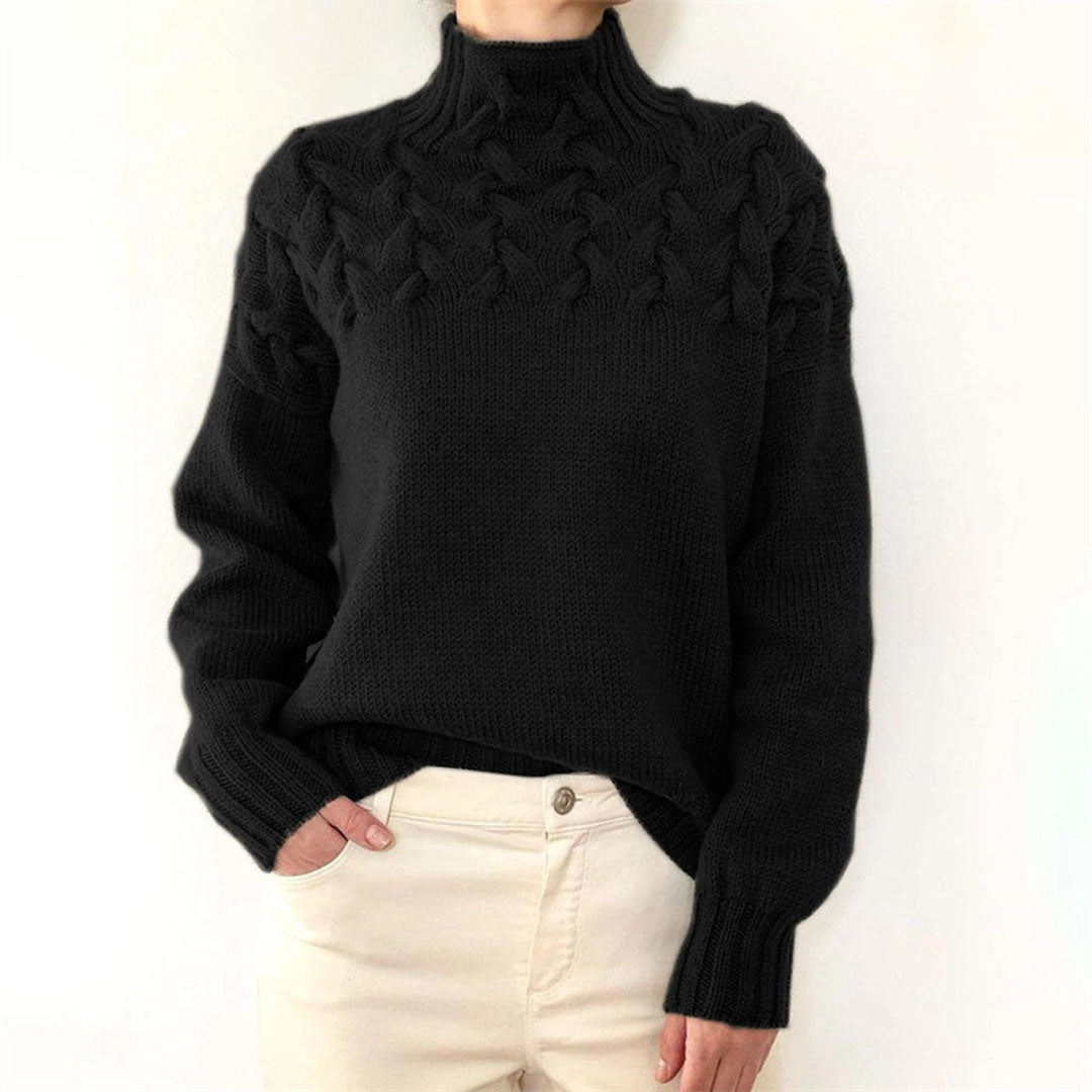 Women's Sweater - Crew Neck with Cable Knit Pattern