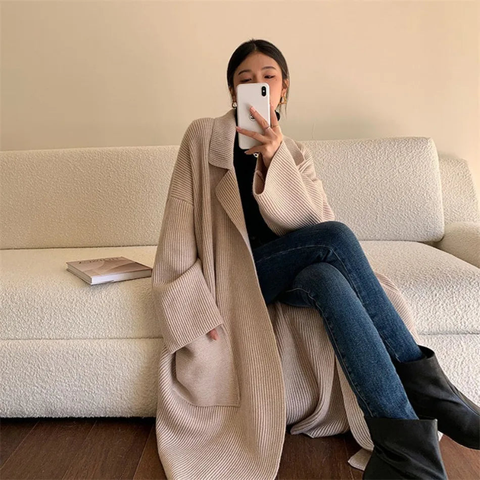 Warm Winter Knitted Coat for Ladies