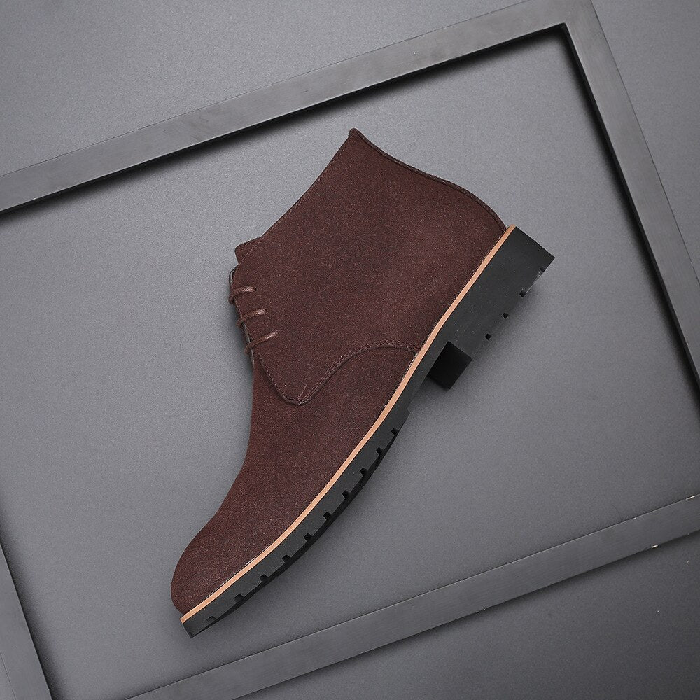 Men's Leather Low Heel Ankle Boots