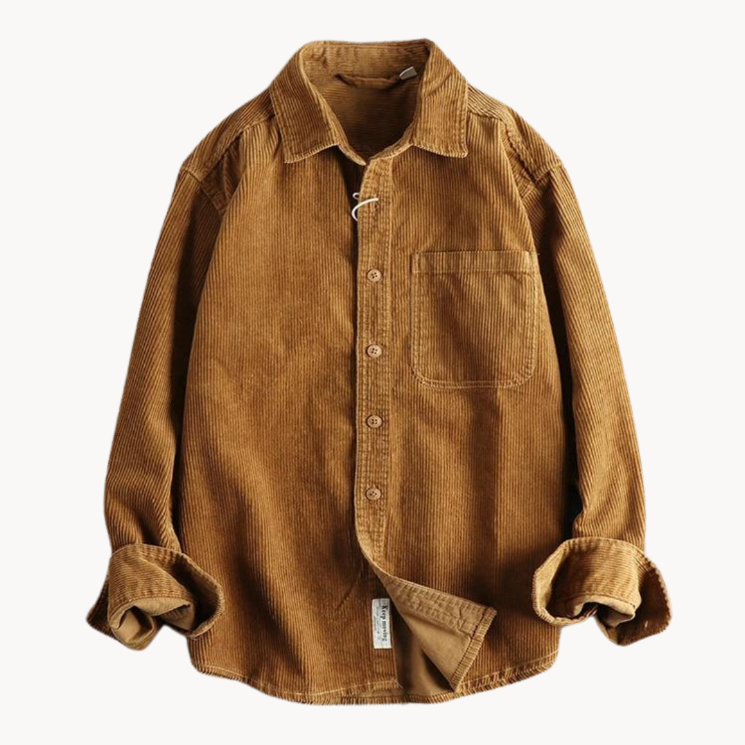 Rugged Cotton Shirt - Simple Collar with Button Front