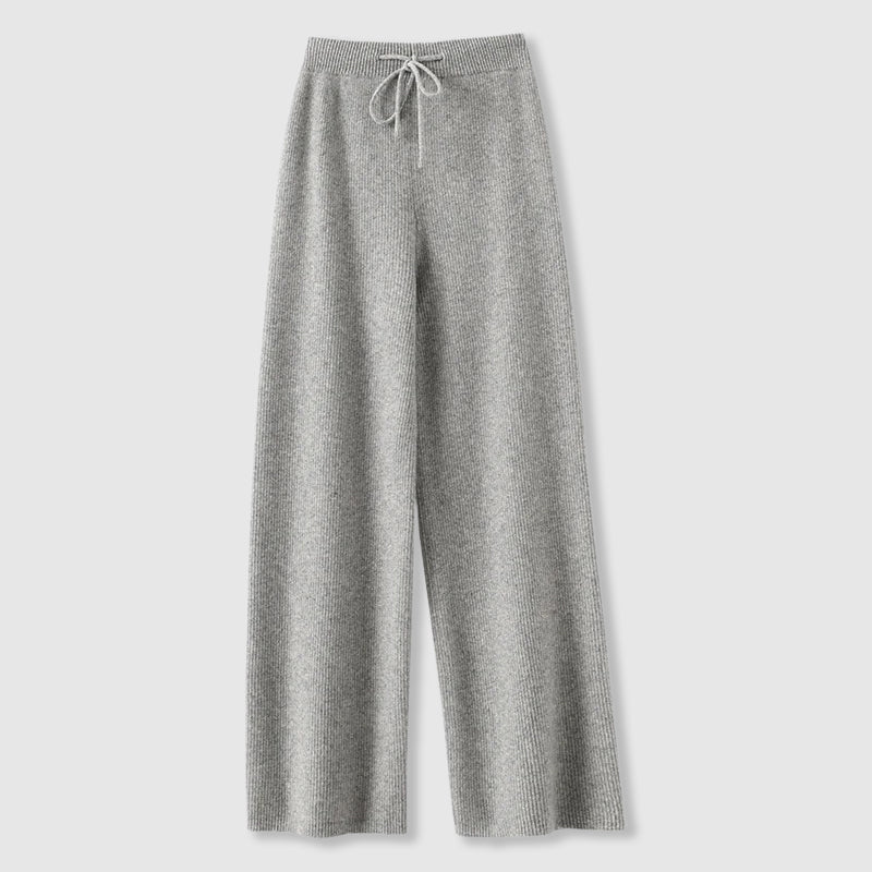 Comfy Women's Loose Fit Pants - Soft Ribbed Drawstring Waist