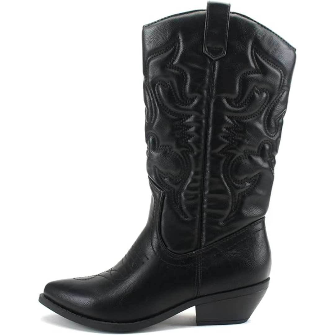 Ladies' Decorative Western Ankle Boots - Sharp Toe & Low Heel