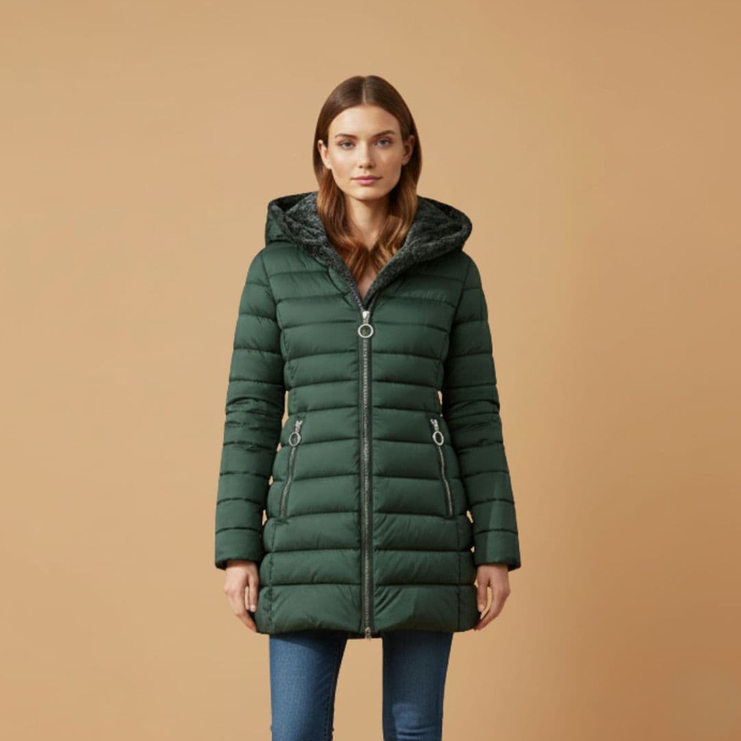 Warm Women's Zip Up Parka Coat with Fleece Lining