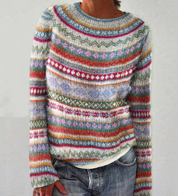 Women's Striped Crew Neck Sweater