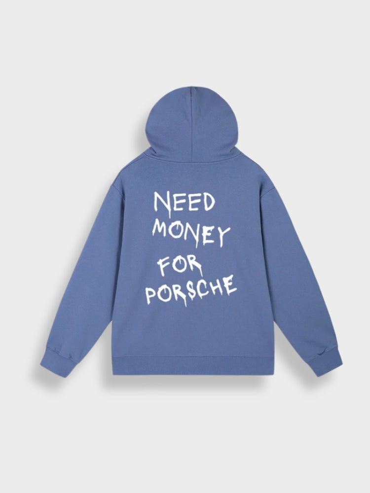 Trendy Hoodie with Funny Car Slogan Print