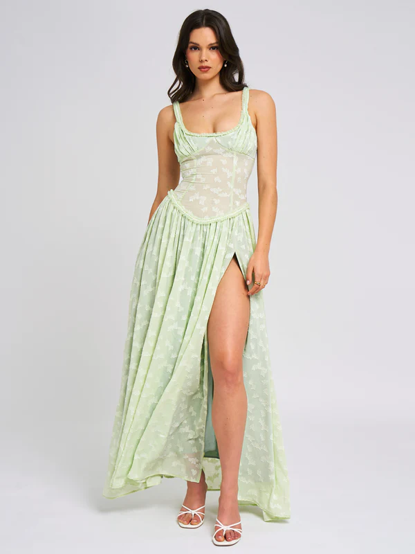 Women's Strapless Summer Maxi Dress with High Slit - Modish World