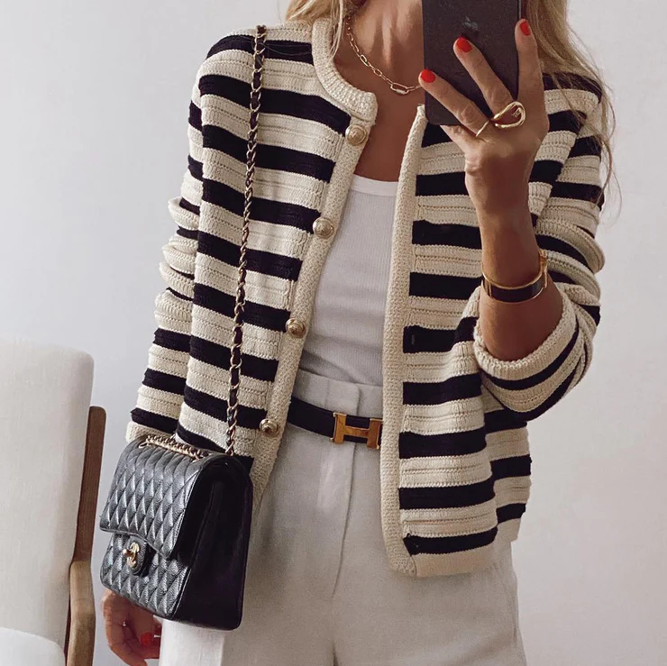 Classic Women's Knit Stripe Sweater - ModishWorld