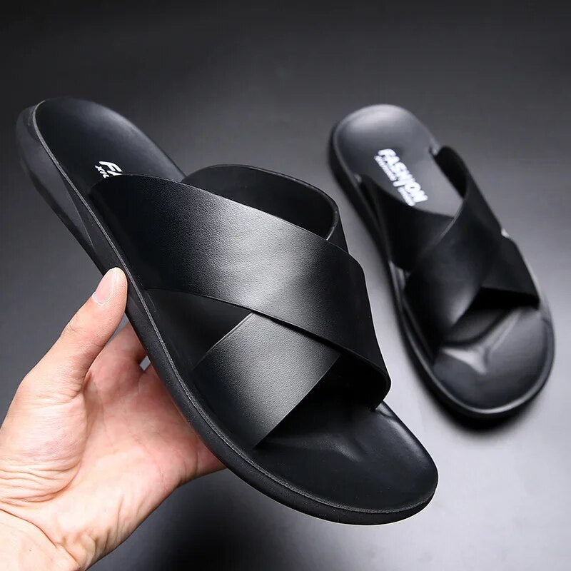 Grip Sole Mens Summer Cross Strap Sandals