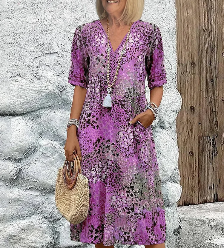 Pretty Floral Short Sleeve Summer Dress