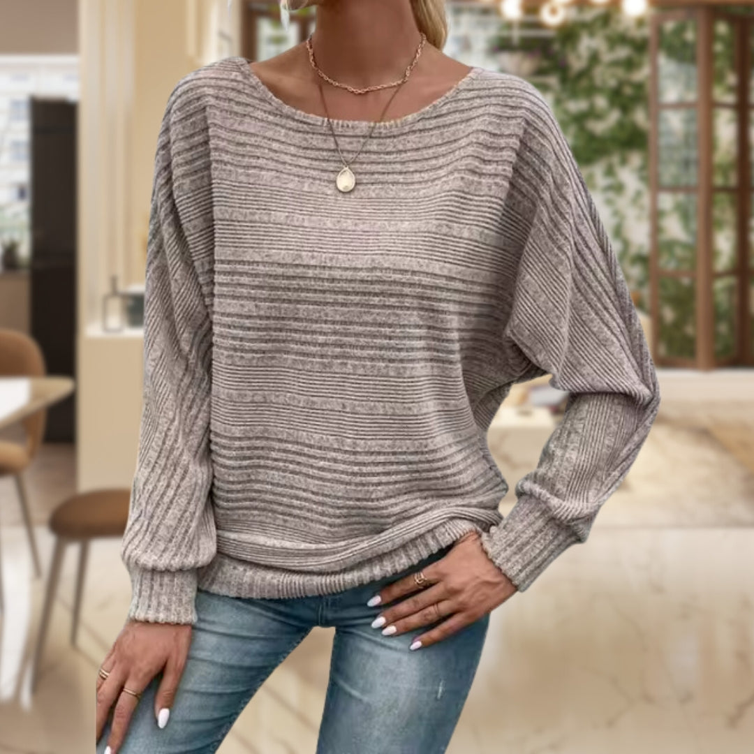 Casual Striped Knit Women's Blouse