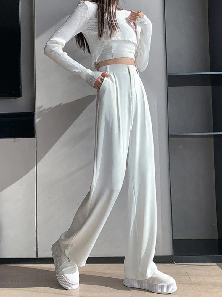 Ladies Comfort Fit High Waist Wide Leg Pants
