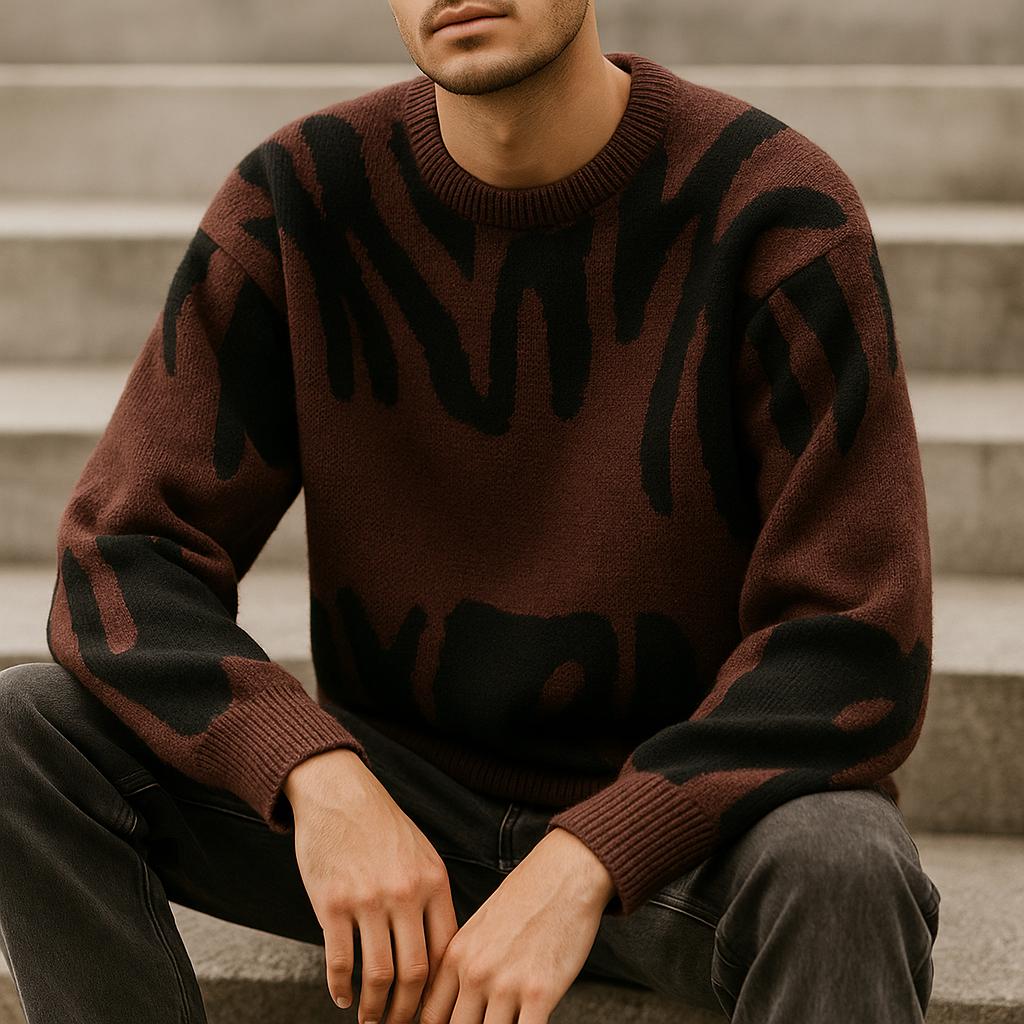 Big and Tall Graphic Crew Neck Sweater