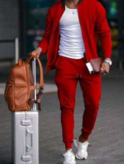Men's Athletic Jogger Suit - Zip Jacket and Sweatpants
