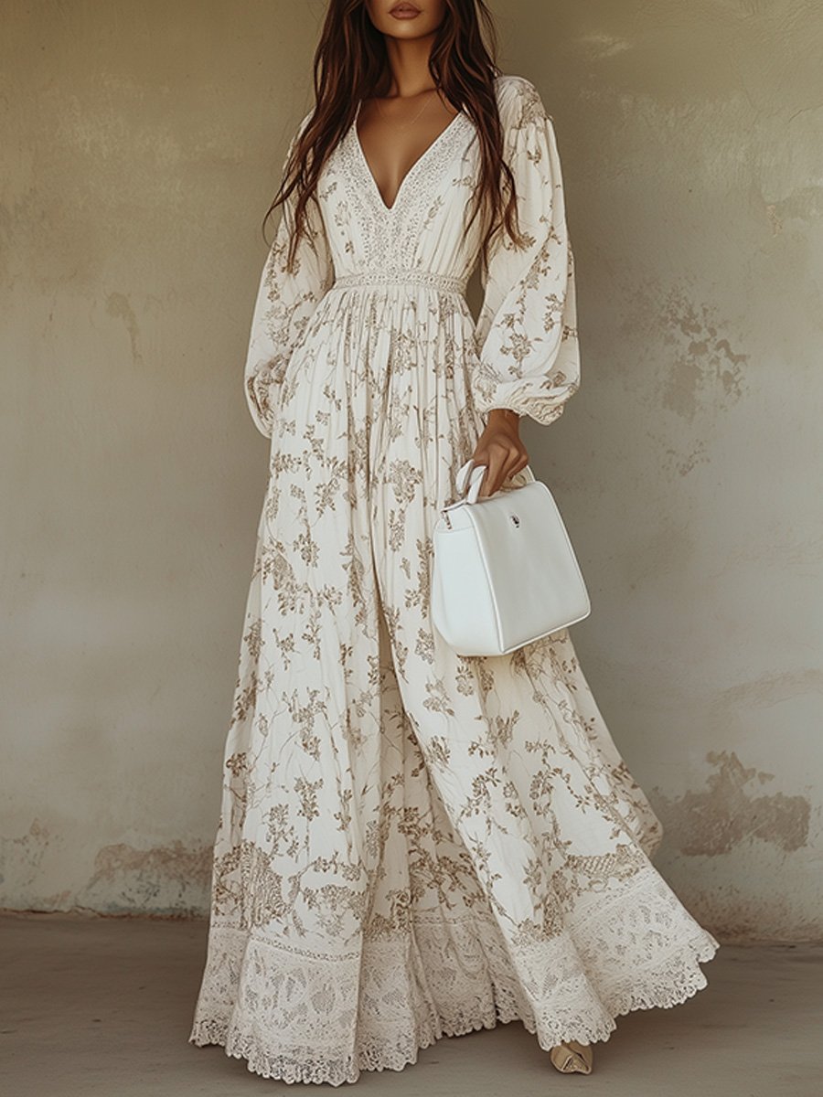 Beautiful Flowy Long Floral Dress - ModishWorld