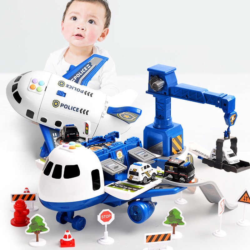 Big Plane Playset with Building Trucks