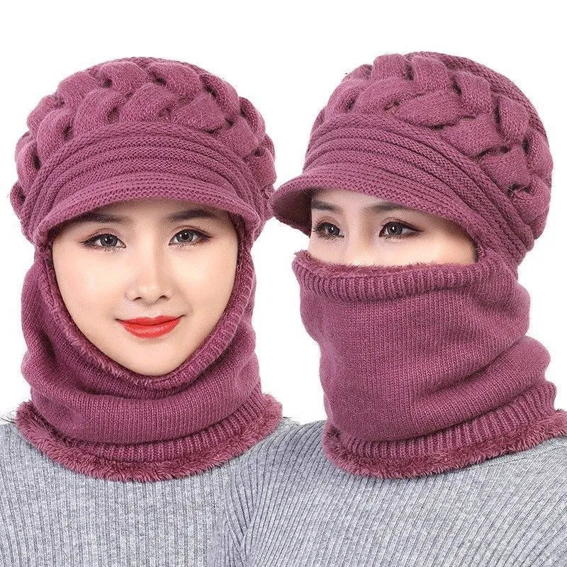 Warm Women's Winter Hat and Scarf Set