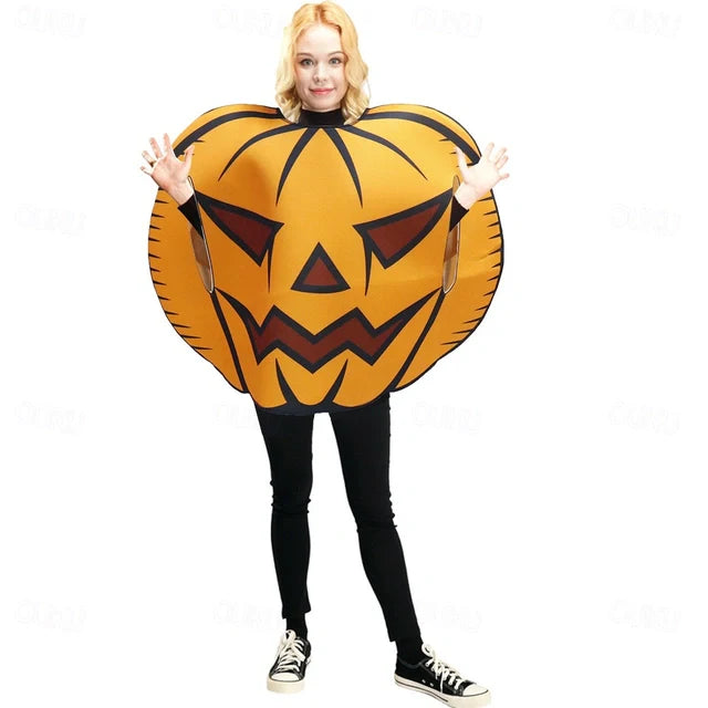 Cozy Fall Pumpkin Halloween Poncho Costume - ModishWorld