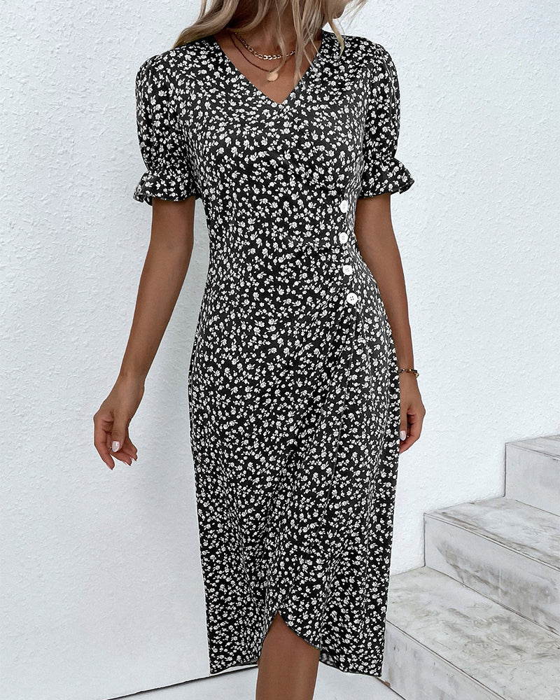 Beautiful Floral Knee Length Dress for Women