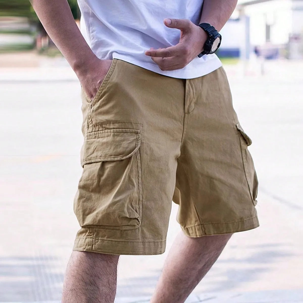 Relaxed Fit Mens Cargo Shorts with Multiple Pockets - ModishWorld