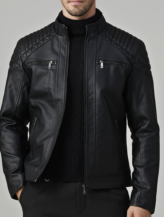 Warm Leather Biker Jacket for Men - Modish World