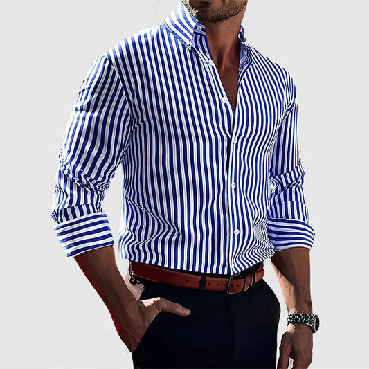 Classic Blue Striped Casual Shirt - ModishWorld