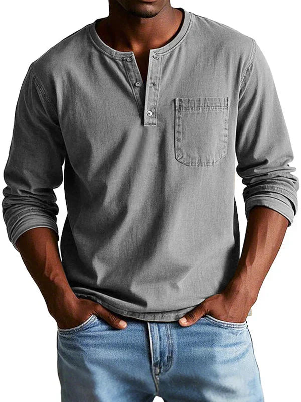 Classic Casual Long Sleeve Henley Shirt