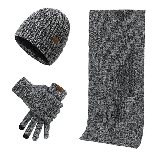 Warm Mens Winter Accessory Set Hat Scarf Gloves - ModishWorld