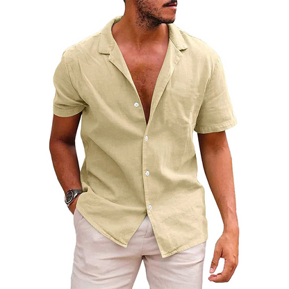 Relaxed Fit Mens Short Sleeve Dress Shirt