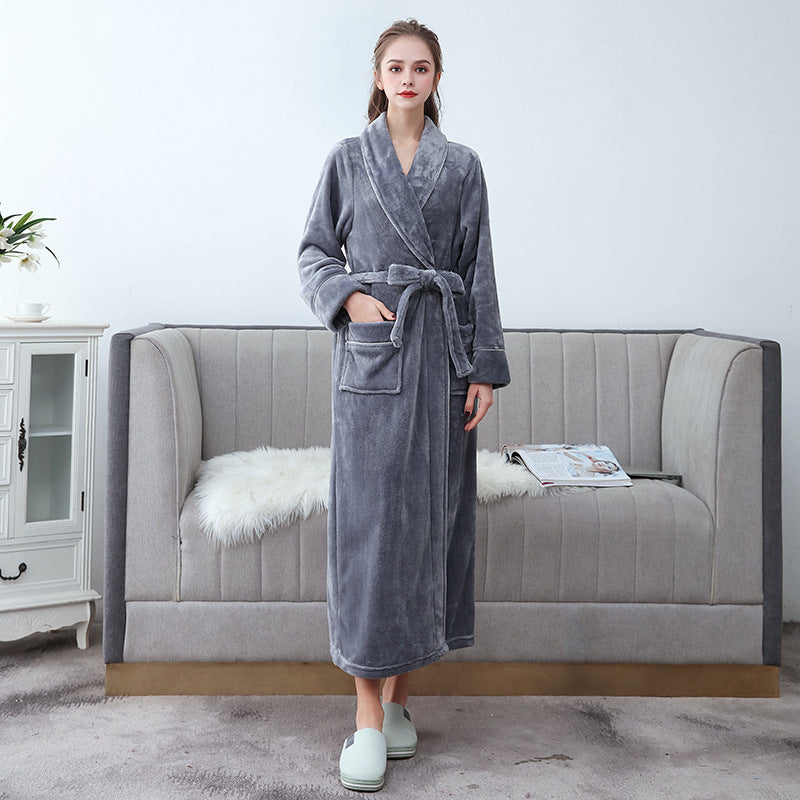 Soft Plush Bathrobe with Hooded Collar