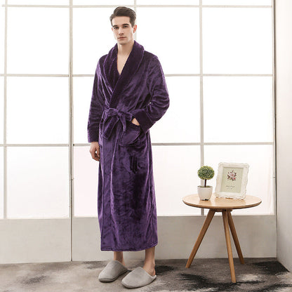 Soft Plush Bathrobe with Tie Waist and Pocket Details