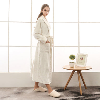 Soft Plush Bathrobe with Tie Waist and Pocket Details