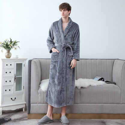 Soft Plush Bathrobe with Hooded Collar