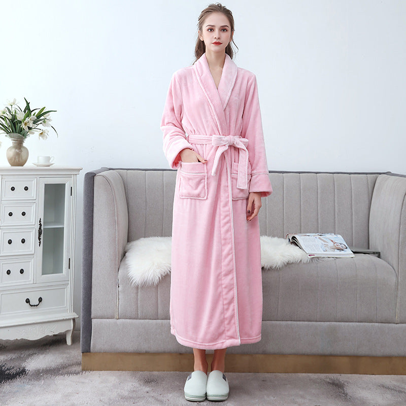 Soft Plush Bathrobe with Hooded Collar