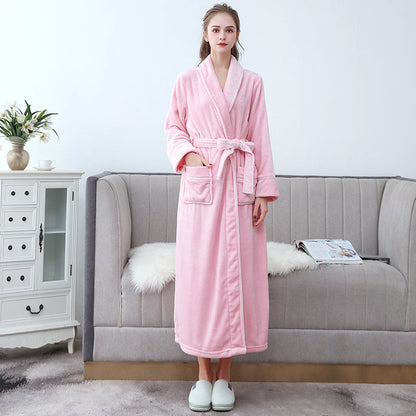Soft Plush Bathrobe with Hooded Collar