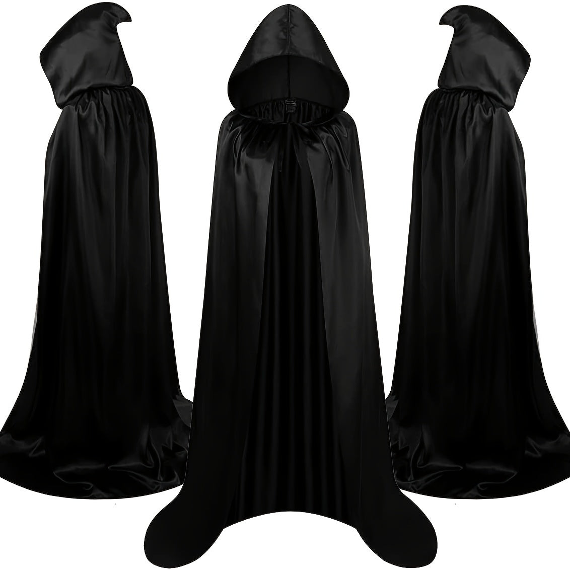 Spooky Black Full Length Hooded Cape - ModishWorld