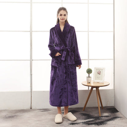 Soft Plush Bathrobe with Tie Waist and Pocket Details
