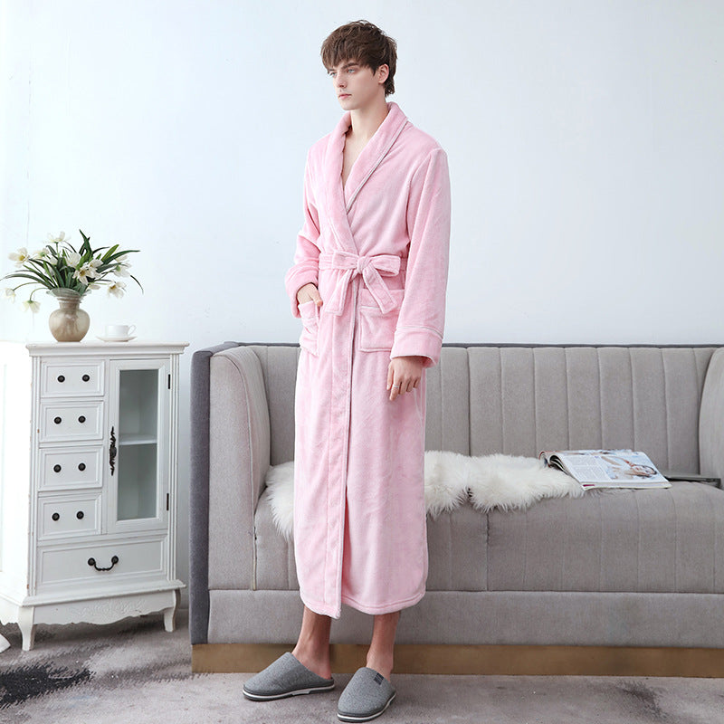 Soft Plush Bathrobe with Hooded Collar