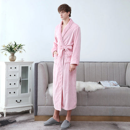 Soft Plush Bathrobe with Hooded Collar