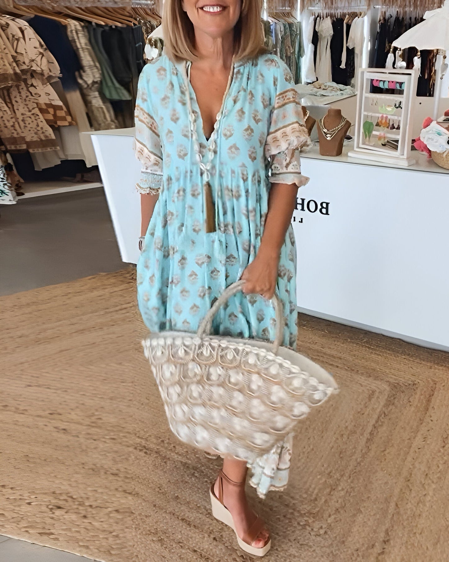 Loose Fit Floral Sundress for Women - Casual Summer Dress