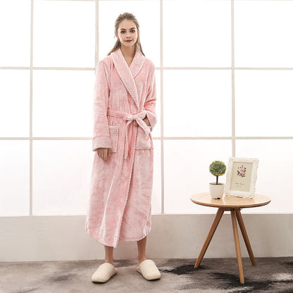 Soft Plush Bathrobe with Tie Waist and Pocket Details