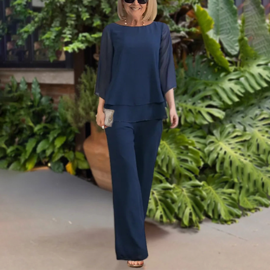 Wendy Women's Set - Classic 2 Piece Blouse and Pants Outfit - ModishWorld