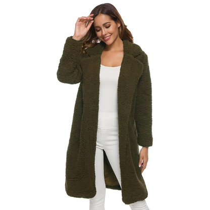 Soft Women's Notch Collar Fuzzy Coat