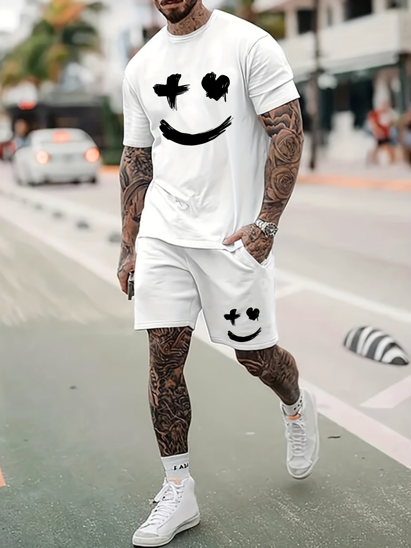 Funny Graphic Tee and Shorts Set for Men - ModishWorld