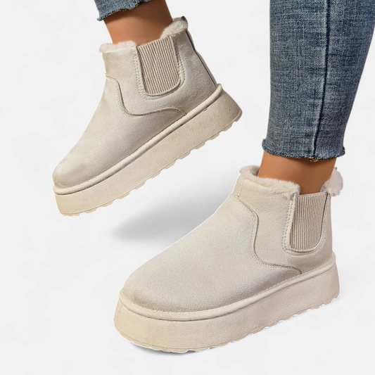 Chic Womens Low Faux Fur Ankle Boots - Modish World