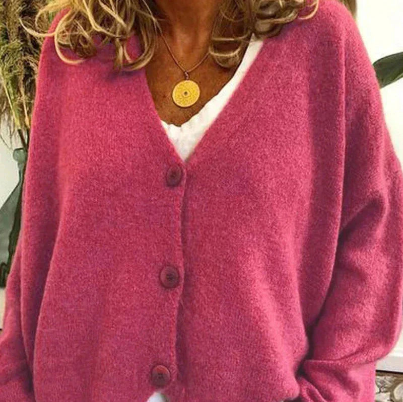 Ladies Open Front V Neck Cardigan Sweater