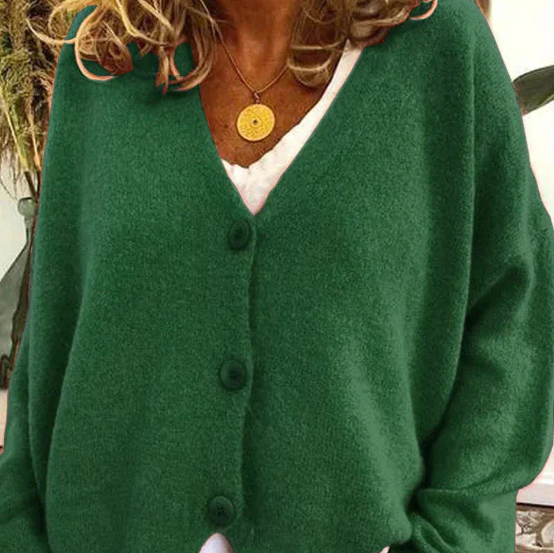 Ladies Open Front V Neck Cardigan Sweater