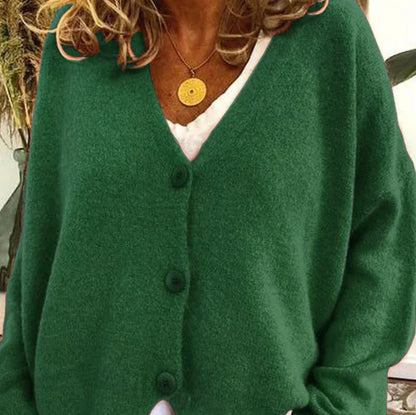 Ladies Open Front V Neck Cardigan Sweater