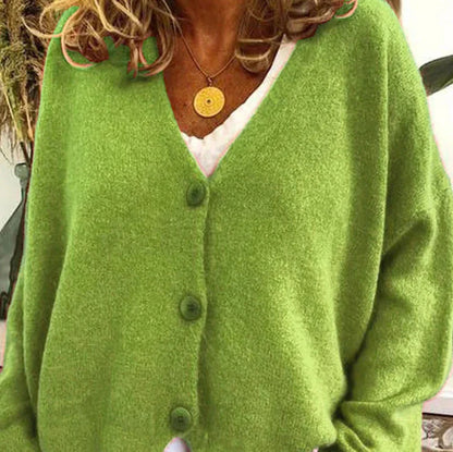 Ladies Open Front V Neck Cardigan Sweater